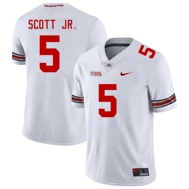 Men #5 Aaron Scott Jr. Ohio State Buckeyes College Football Jerseys Stitched-White